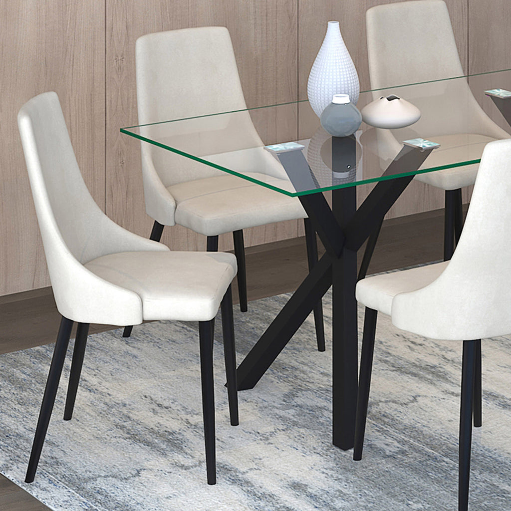 Venice Dining/Lounge Chair (Beige and Black) (Set of 2)