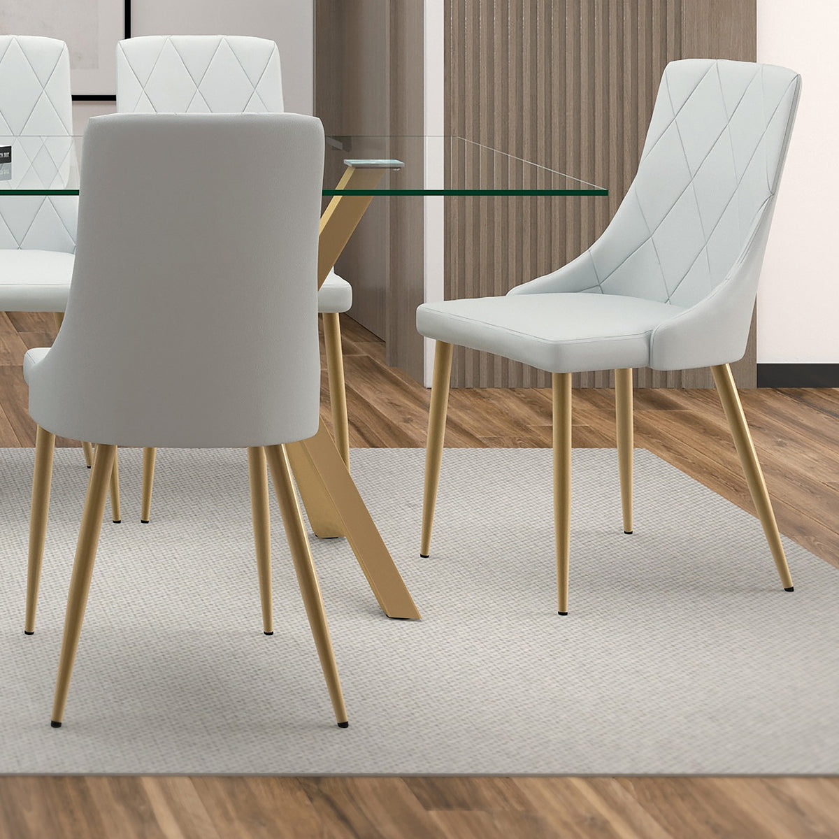 Antoine Dining/Lounge Chair (Light Grey and Aged Gold) (Set of 2)