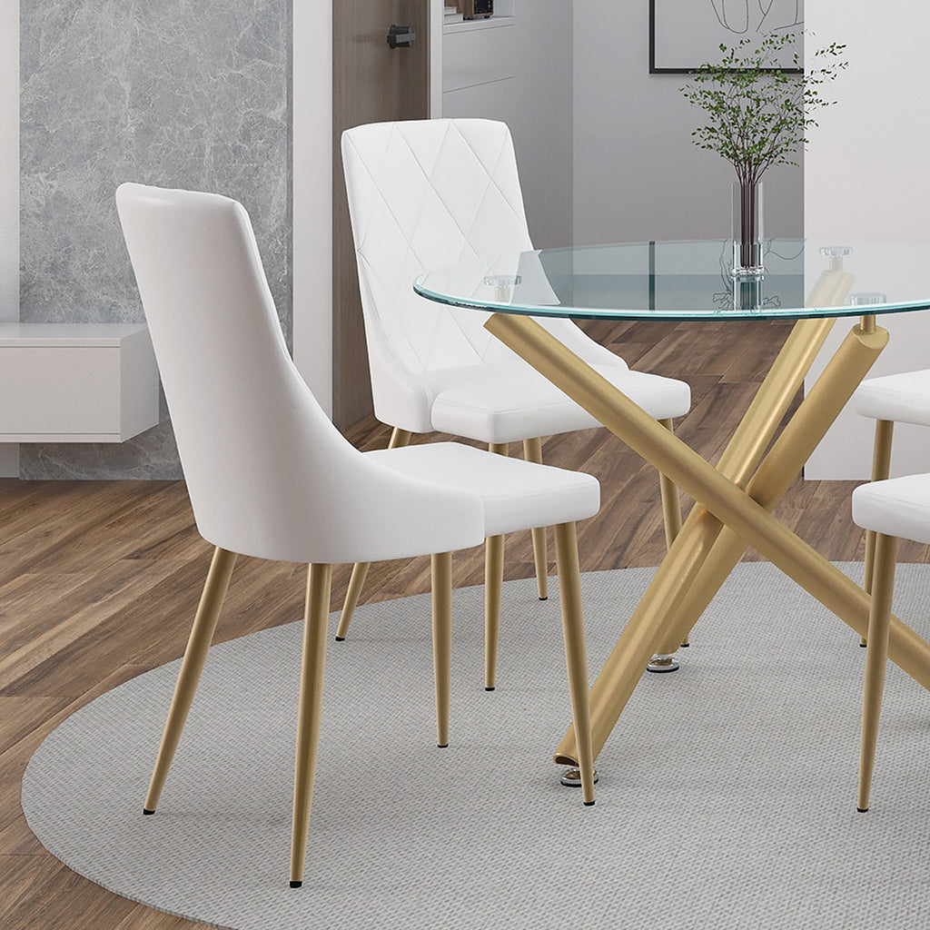 Antoine Dining/Lounge Chair (White and Aged Gold) (Set of 2)