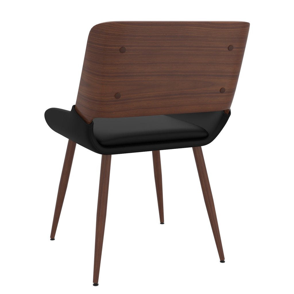 Hudson Dining/Lounge Chair (Black Faux Leather and Walnut) (Set of 2)
