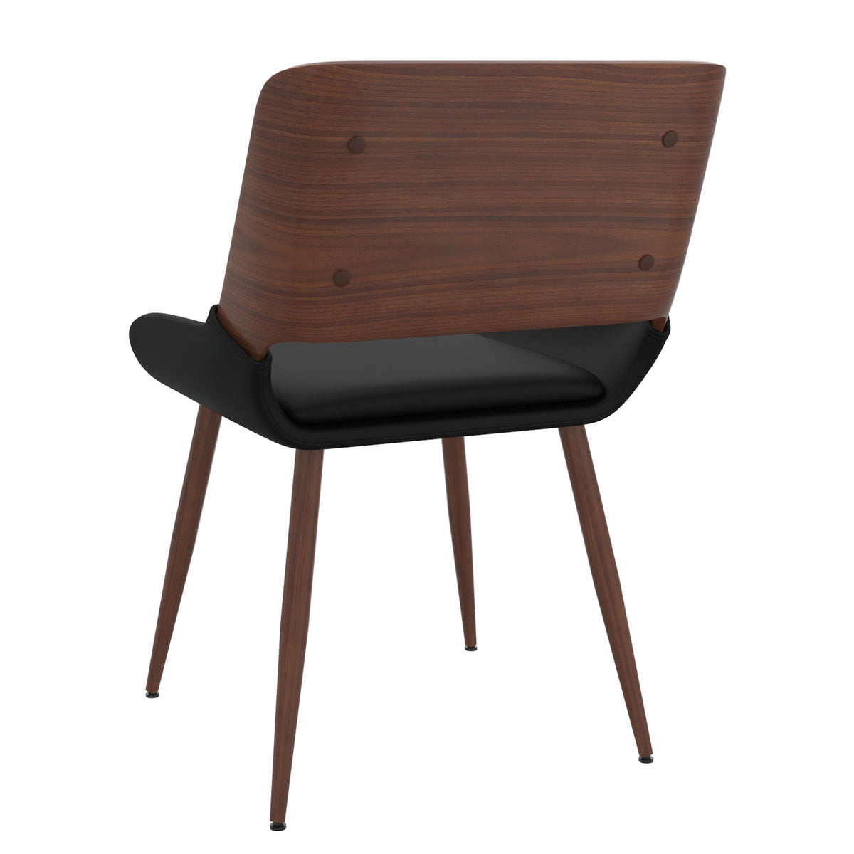 Hudson Dining/Lounge Chair (Black Faux Leather and Walnut) (Set of 2)