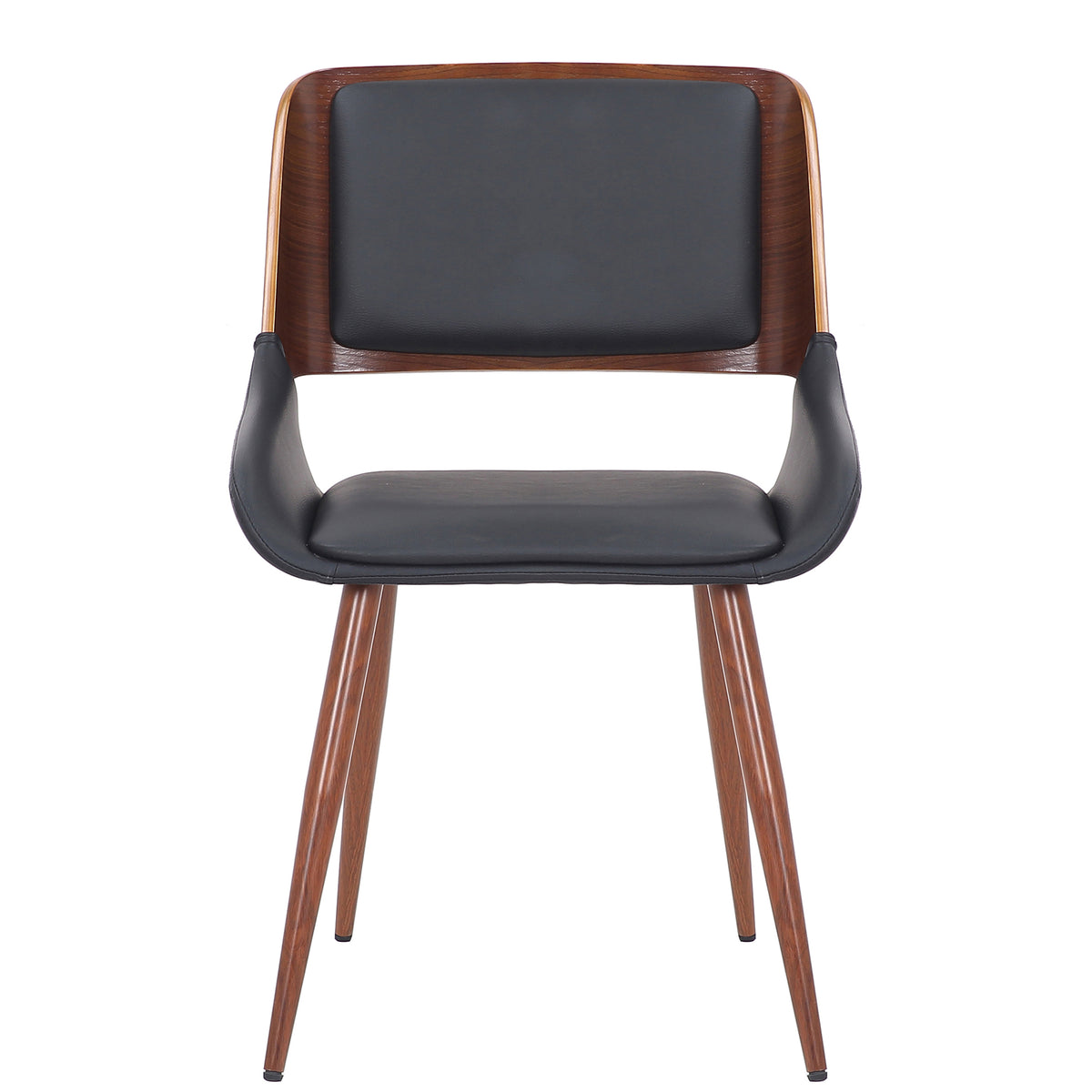 Hudson Dining/Lounge Chair (Black Faux Leather and Walnut) (Set of 2)