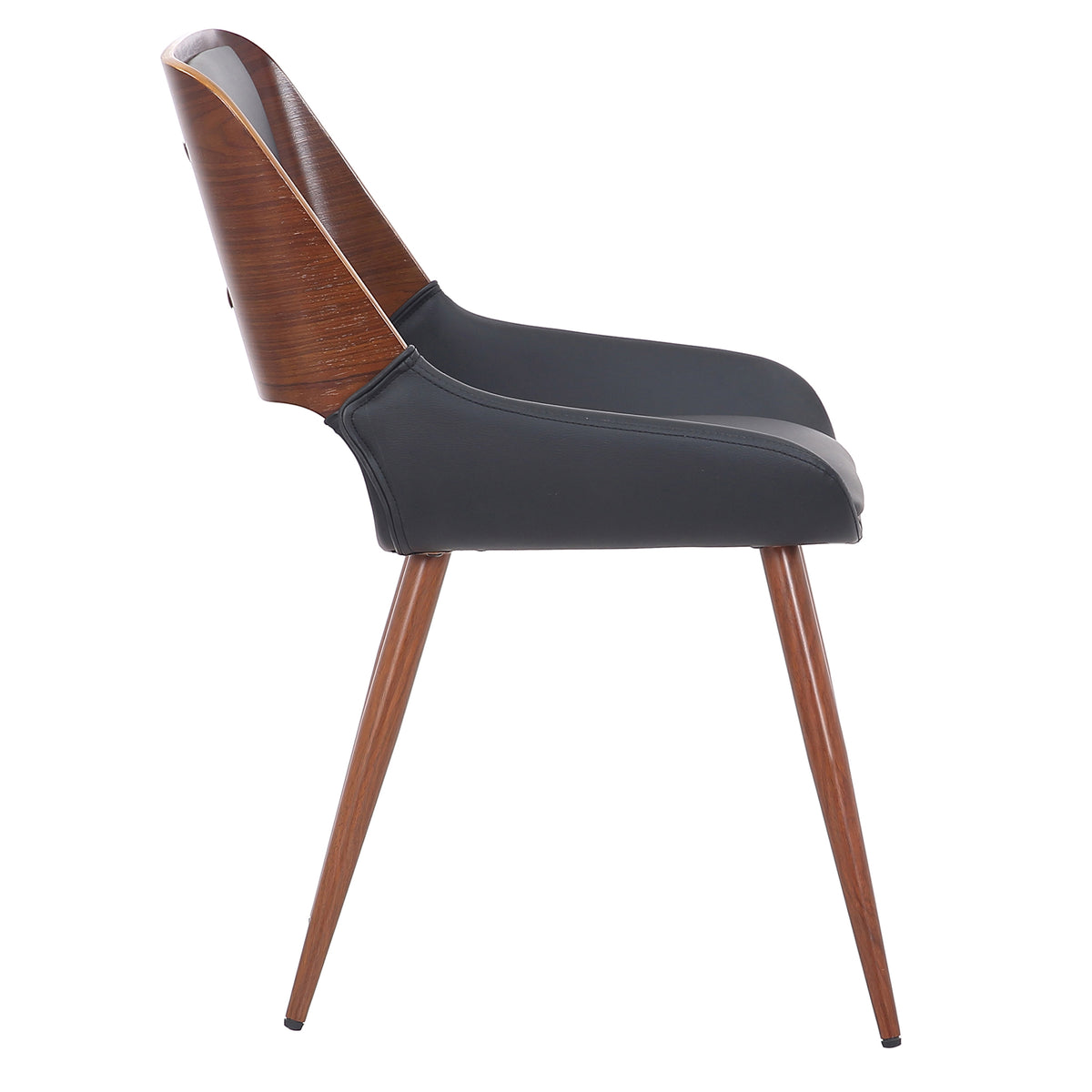 Hudson Dining/Lounge Chair (Black Faux Leather and Walnut) (Set of 2)