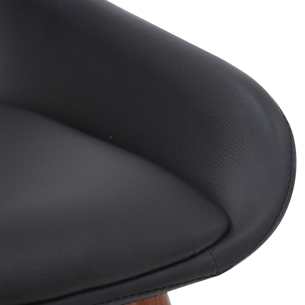 Hudson Dining/Lounge Chair (Black Faux Leather and Walnut) (Set of 2)