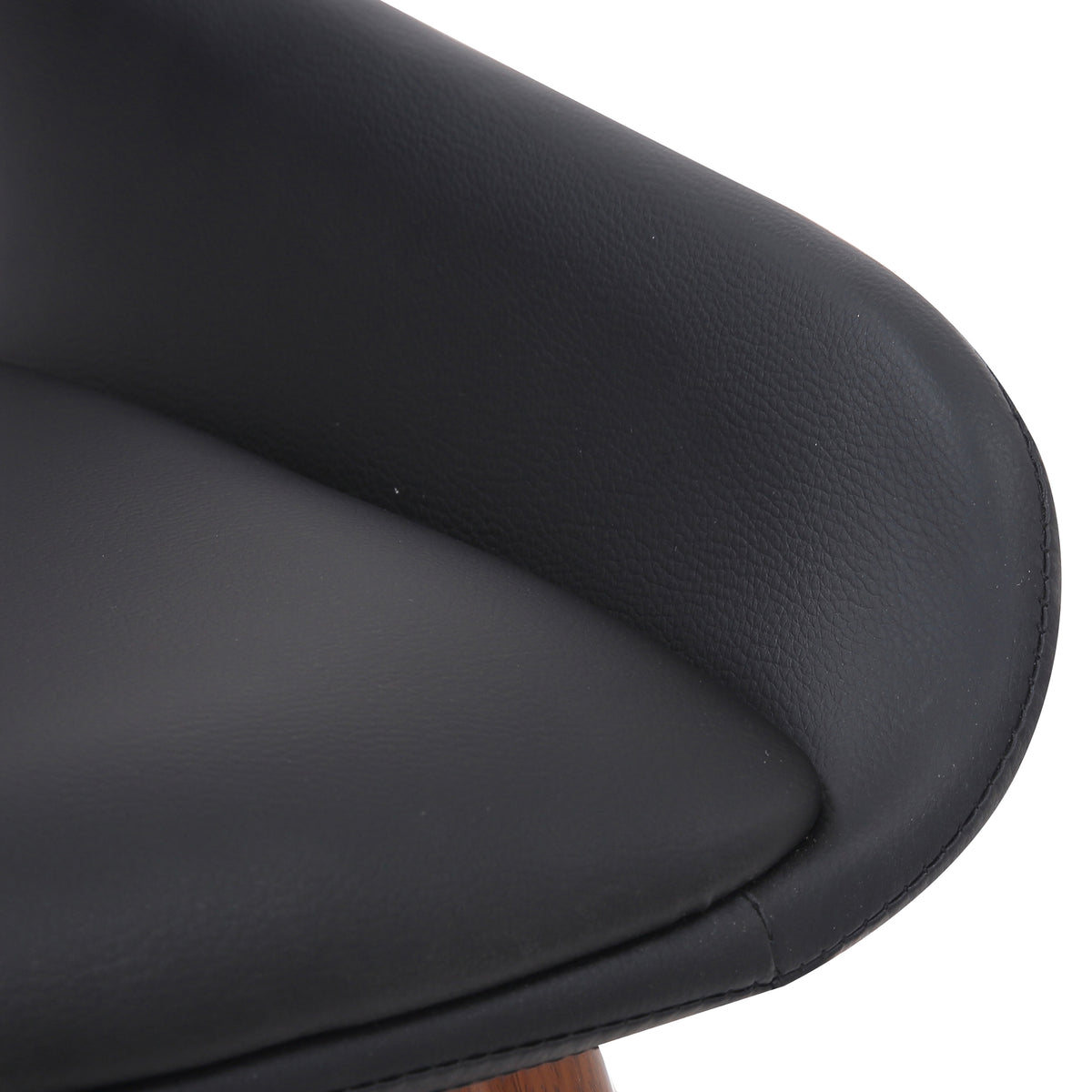 Hudson Dining/Lounge Chair (Black Faux Leather and Walnut) (Set of 2)