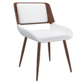 Hudson Dining/Lounge Chair (White Faux Leather and Walnut) (Set of 2)