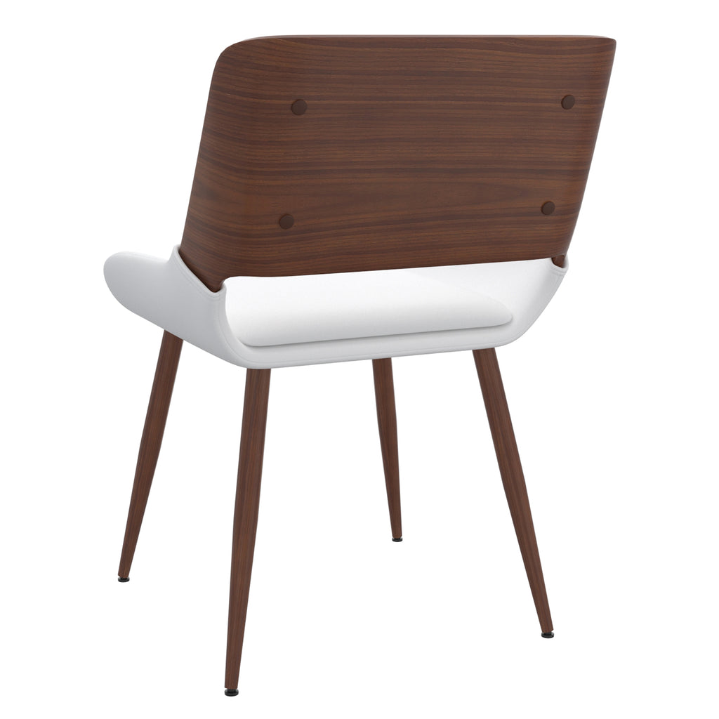 Hudson Dining/Lounge Chair (White Faux Leather and Walnut) (Set of 2)