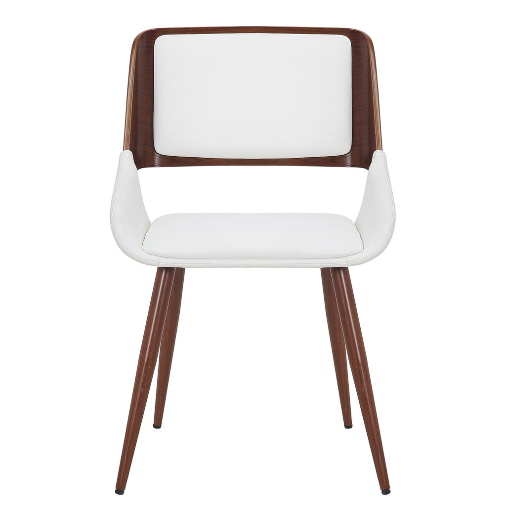 Hudson Dining/Lounge Chair (White Faux Leather and Walnut) (Set of 2)