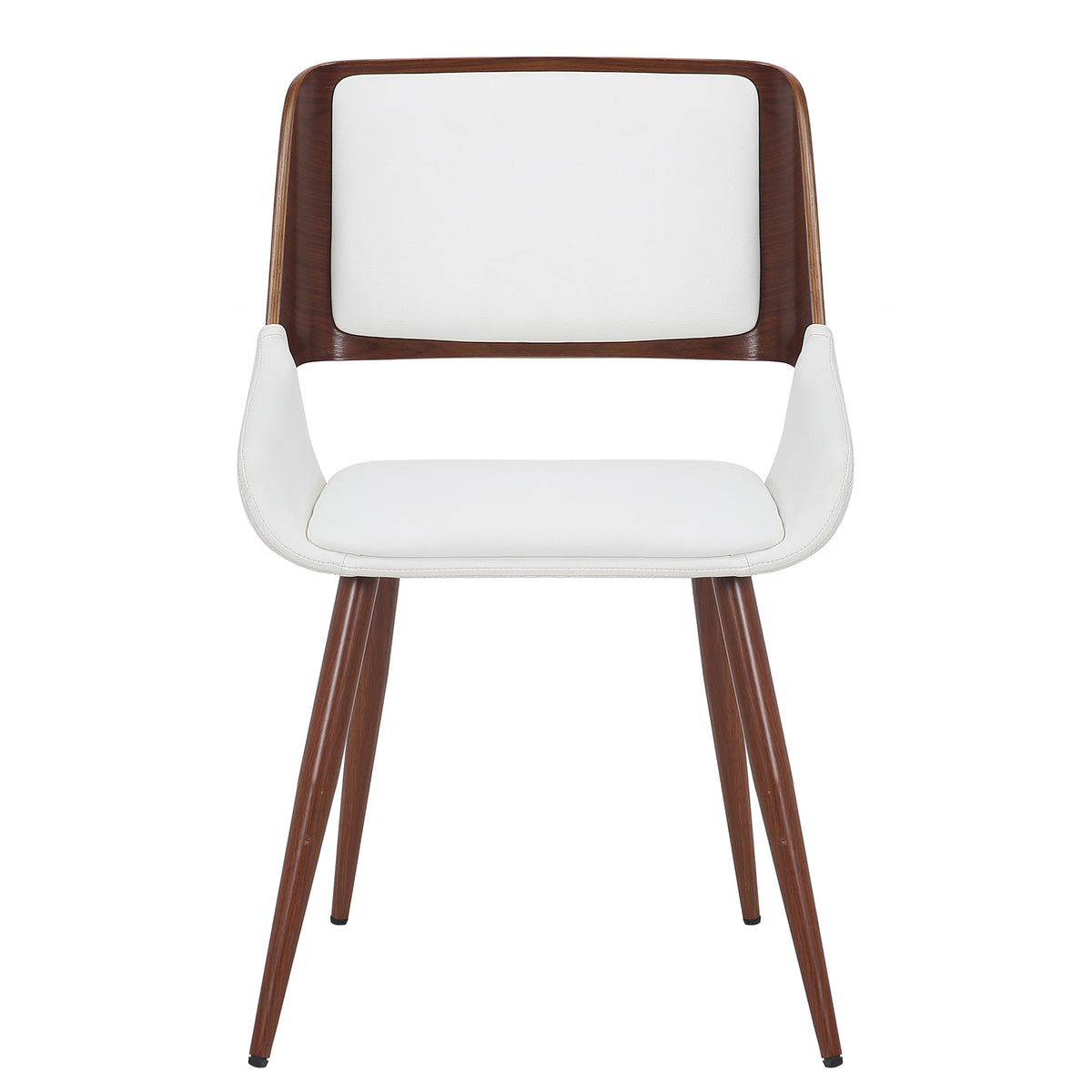 Hudson Dining/Lounge Chair (White Faux Leather and Walnut) (Set of 2)