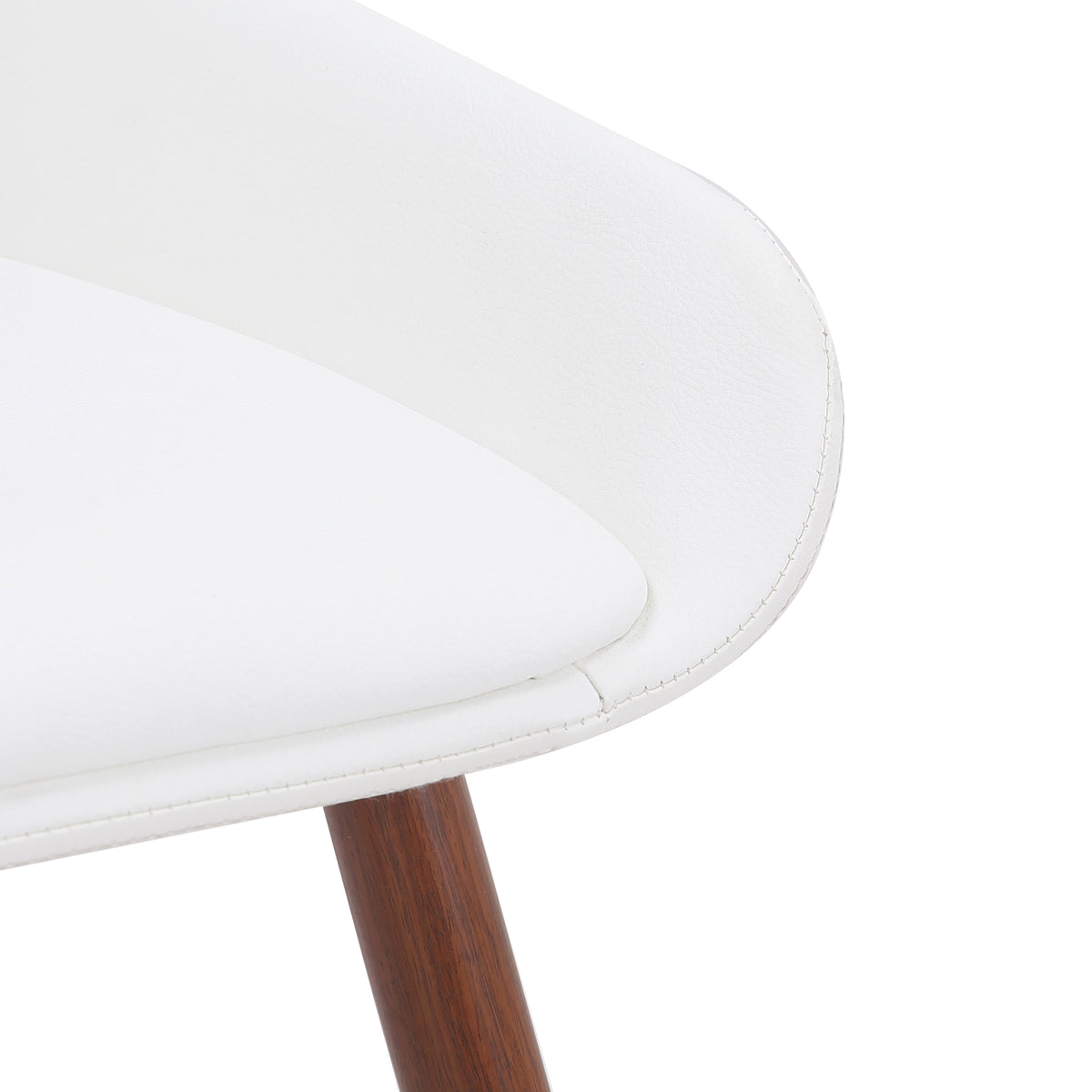 Hudson Dining/Lounge Chair (White Faux Leather and Walnut) (Set of 2)