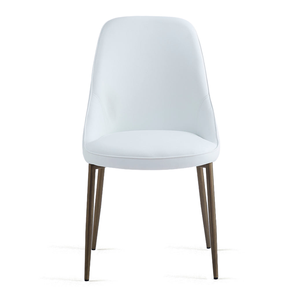 Cleo Dining/Lounge Chair (White and Aged Gold) (Set of 2)