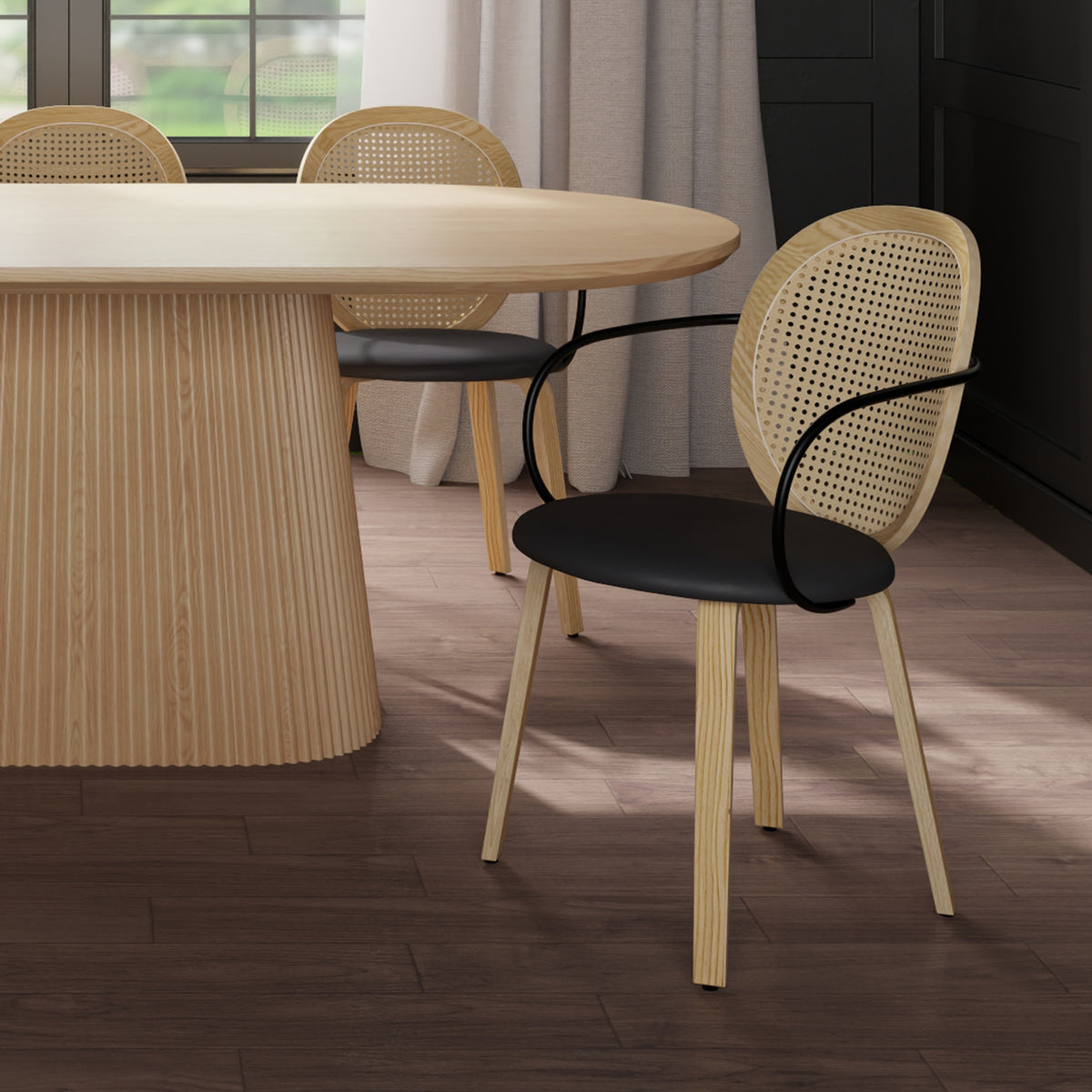 Orias Dining/Lounge Chair (Light Oak and Black) (Set of 2)