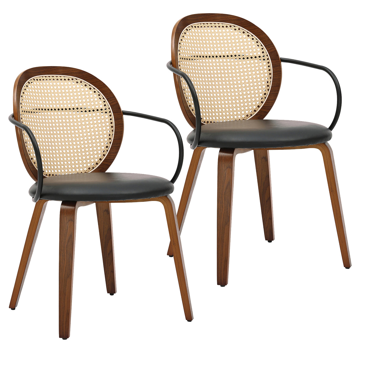 Orias Dining/Lounge Chair (Walnut and Black) (Set of 2)
