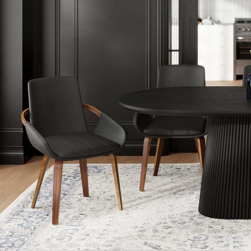 Caspian Dining/Lounge Chair (Black and Dark Walnut) (Set of 2)