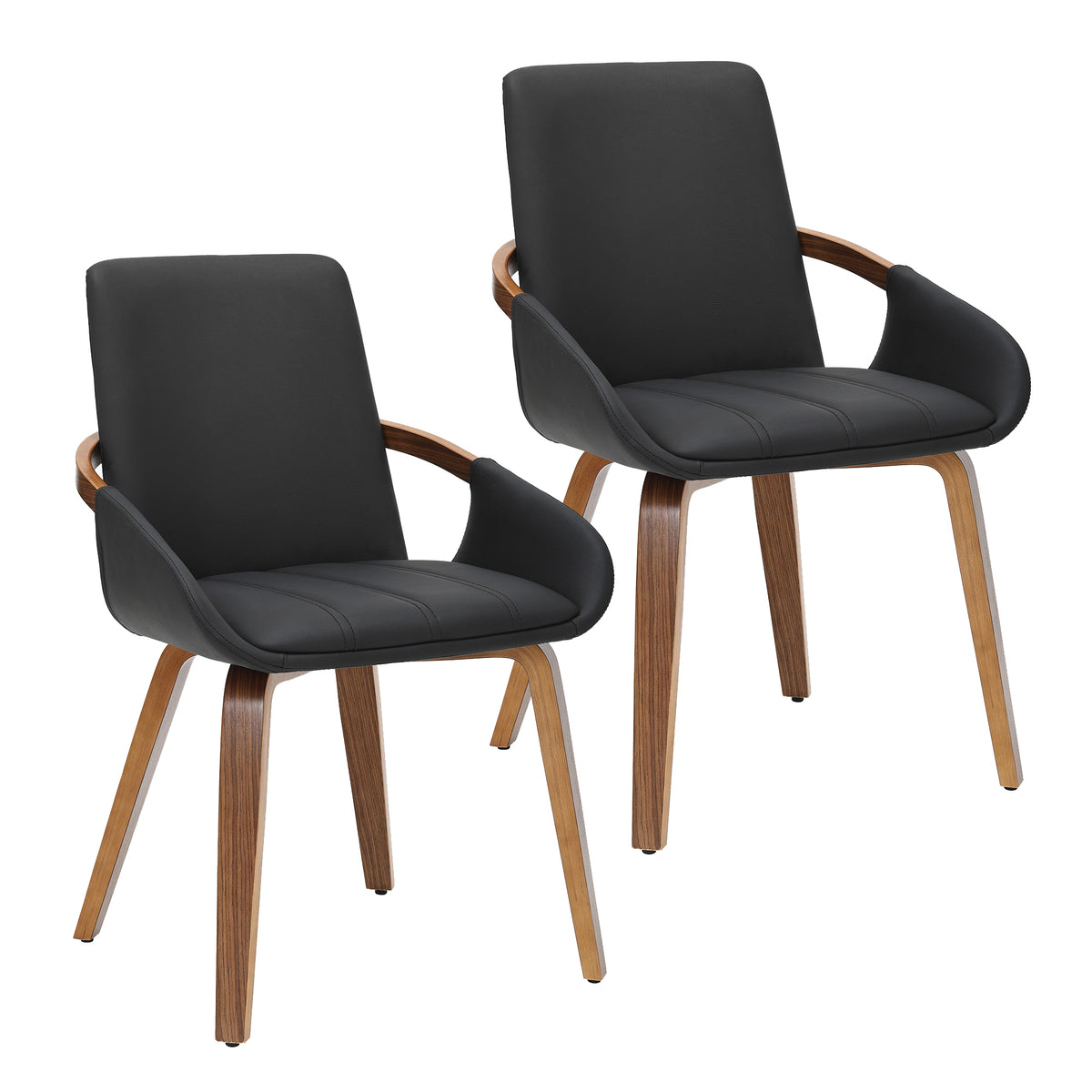 Caspian Dining/Lounge Chair (Black and Dark Walnut) (Set of 2)