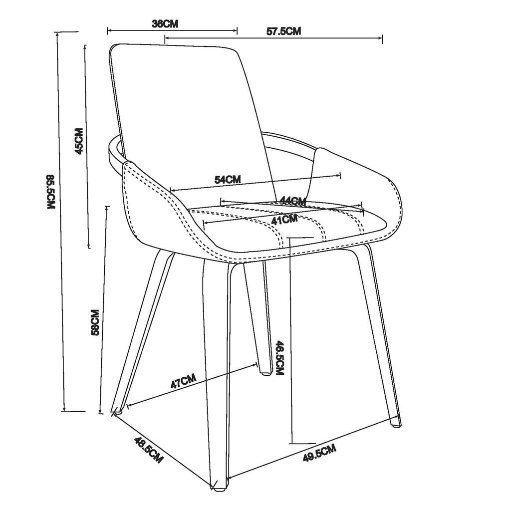 Caspian Dining/Lounge Chair (Black and Dark Walnut) (Set of 2)