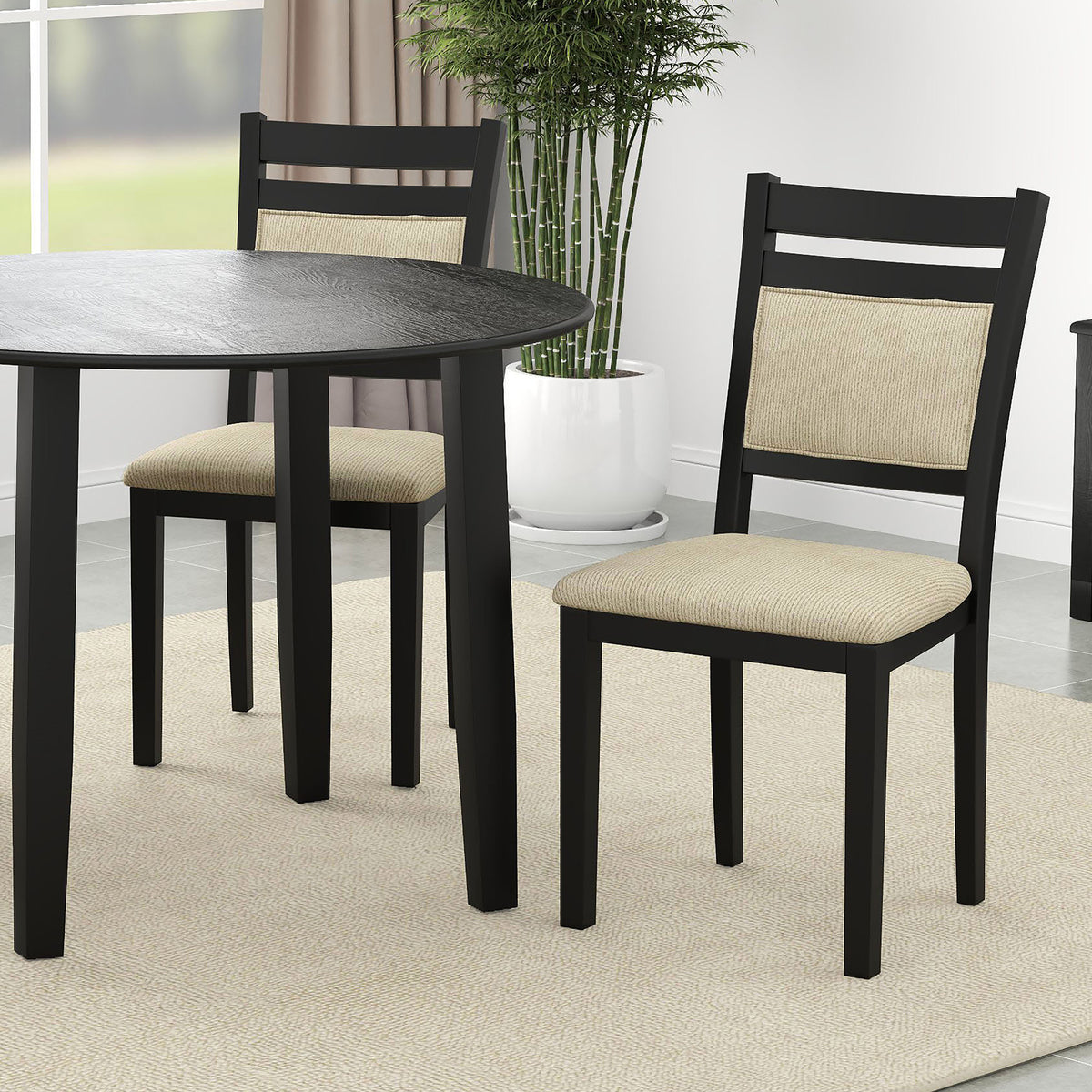 Conrad Dining/Lounge Chair (Black and Beige) (Set of 2)