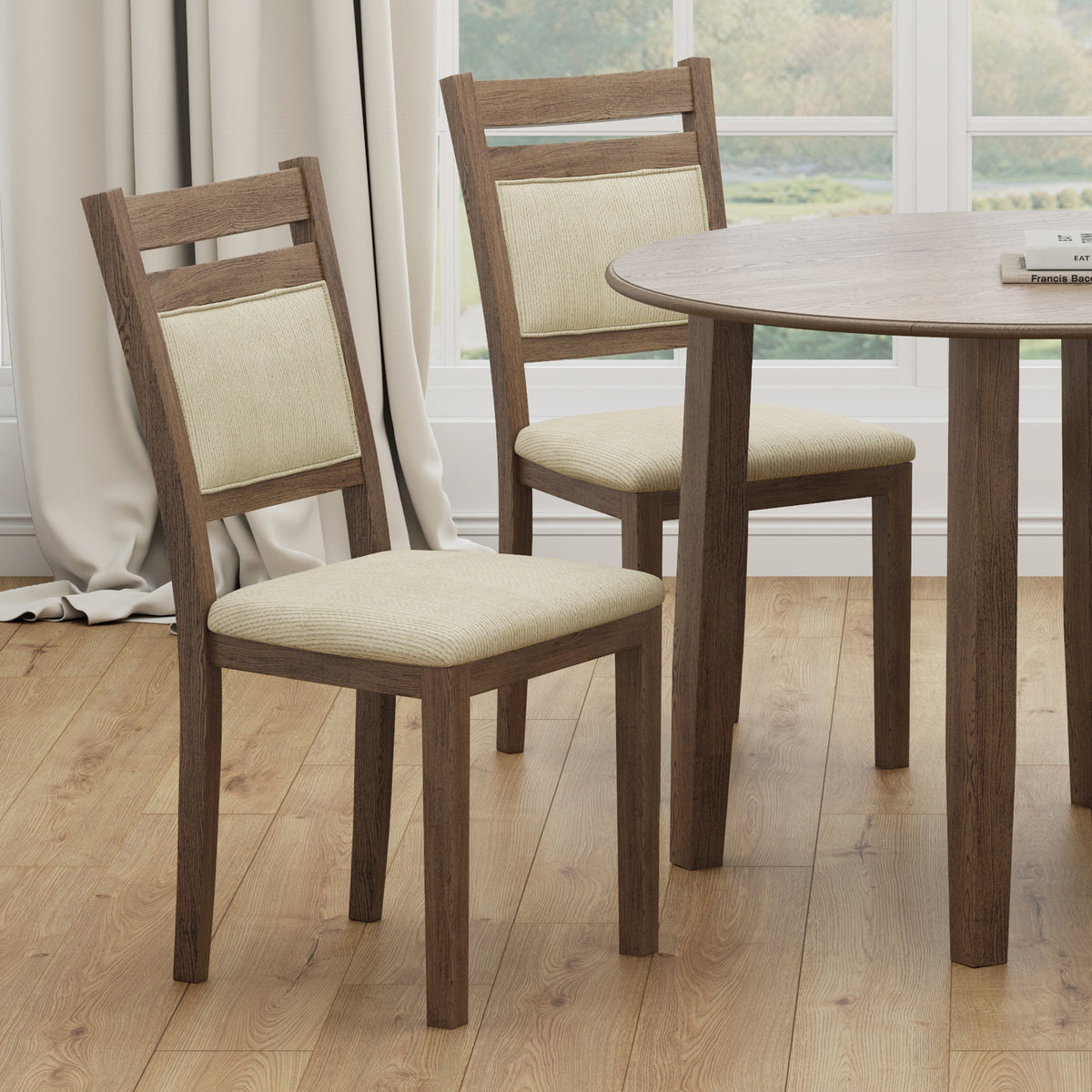 Conrad Dining/Lounge Chair (Walnut and Beige) (Set of 2)