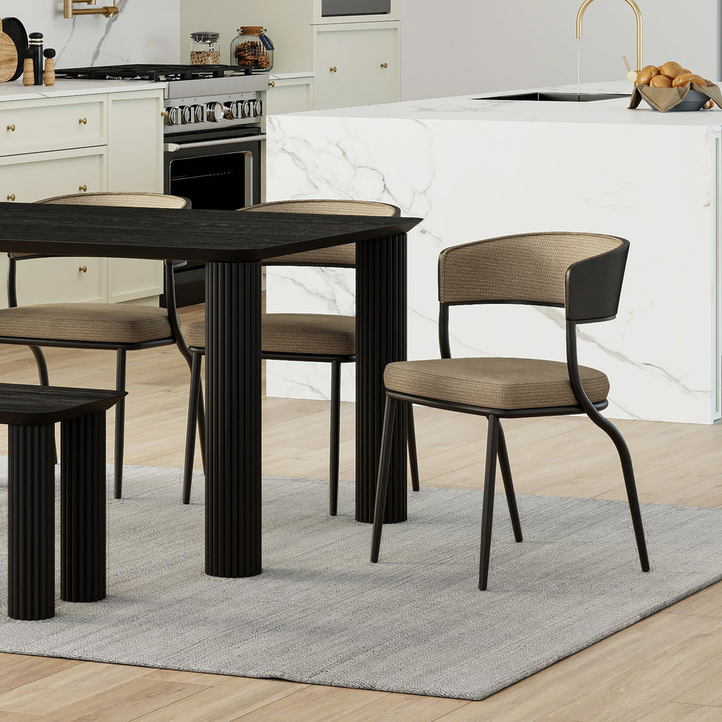 Kazan Dining/Lounge Chair (Dark Beige and Black) (Set of 2)