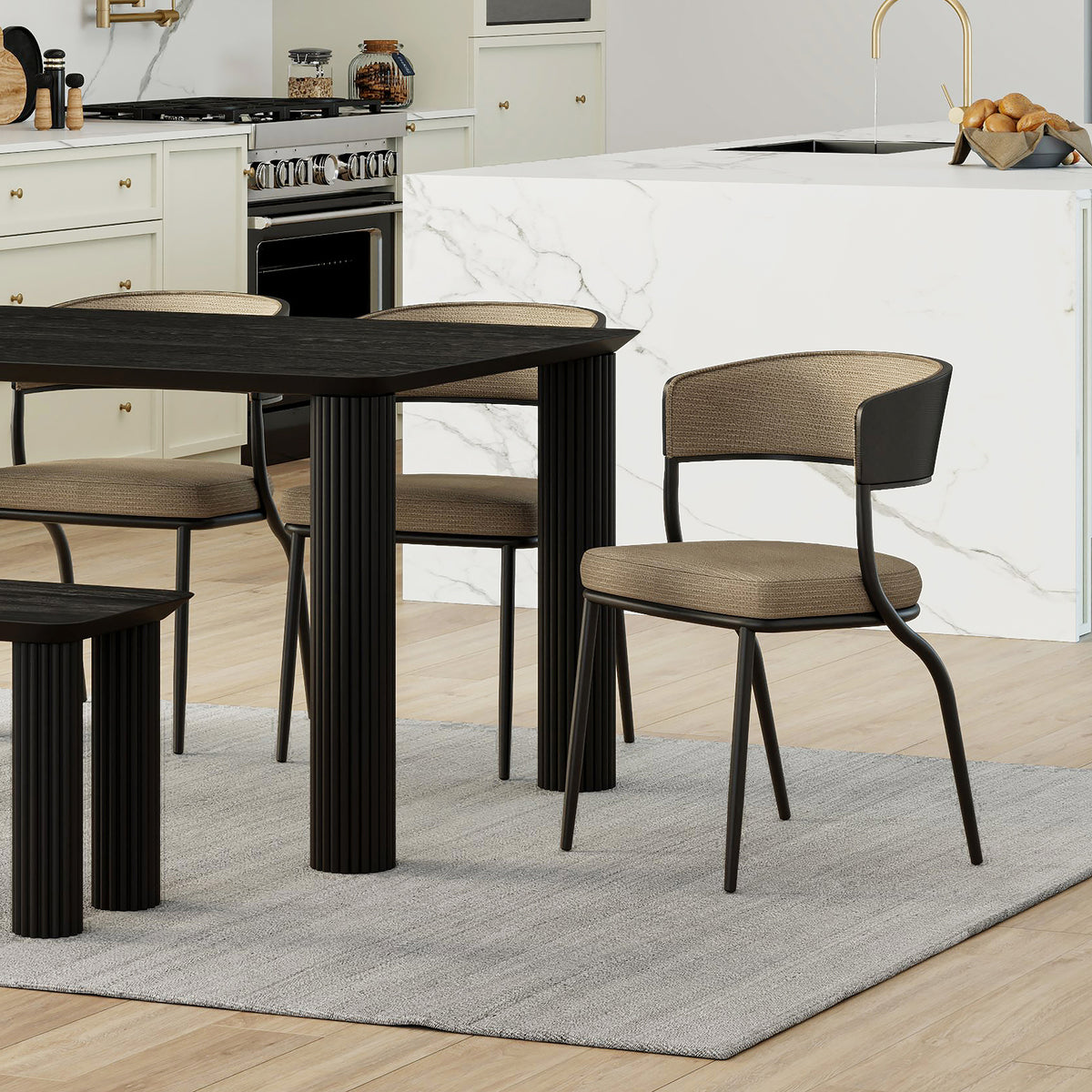 Kazan Dining/Lounge Chair (Dark Beige and Black) (Set of 2)
