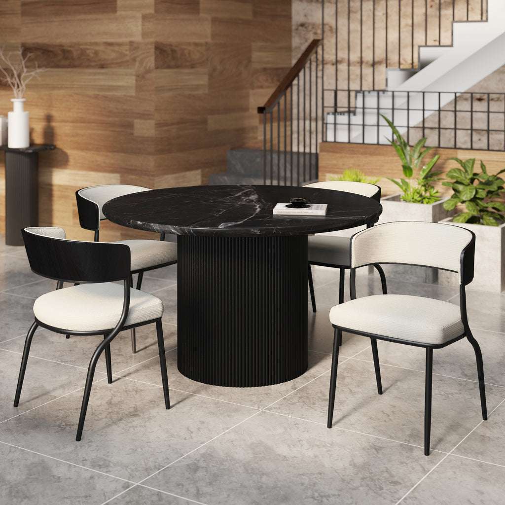 Kazan Dining/Lounge Chair (Ivory and Black) (Set of 2)