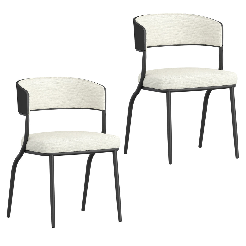 Kazan Dining/Lounge Chair (Ivory and Black) (Set of 2)