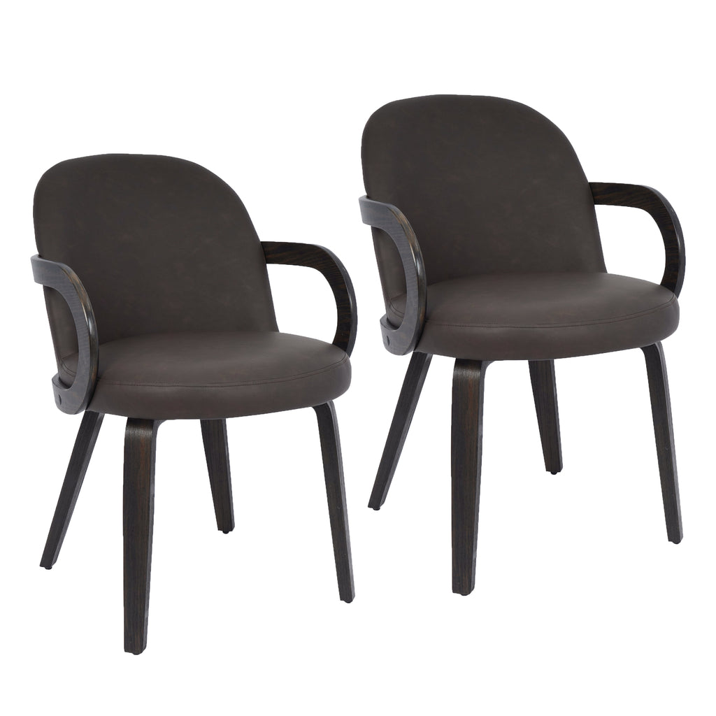 Celest Dining/Lounge Chair (Brown and Dark Walnut) (Set of 2)