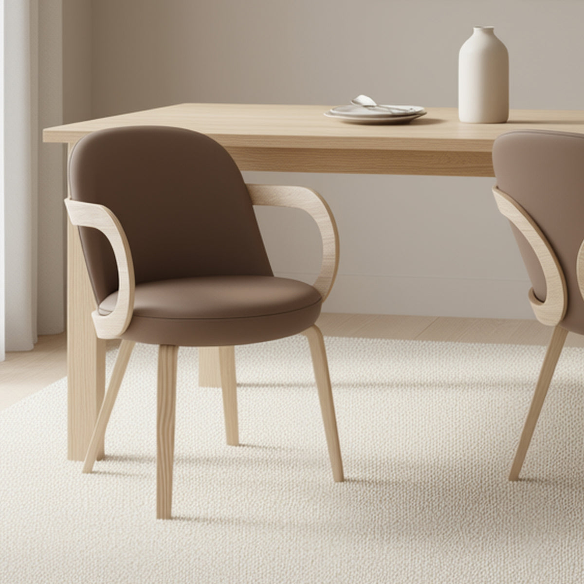 Celest Dining/Lounge Chair (Dark Taupe and Natural) (Set of 2)