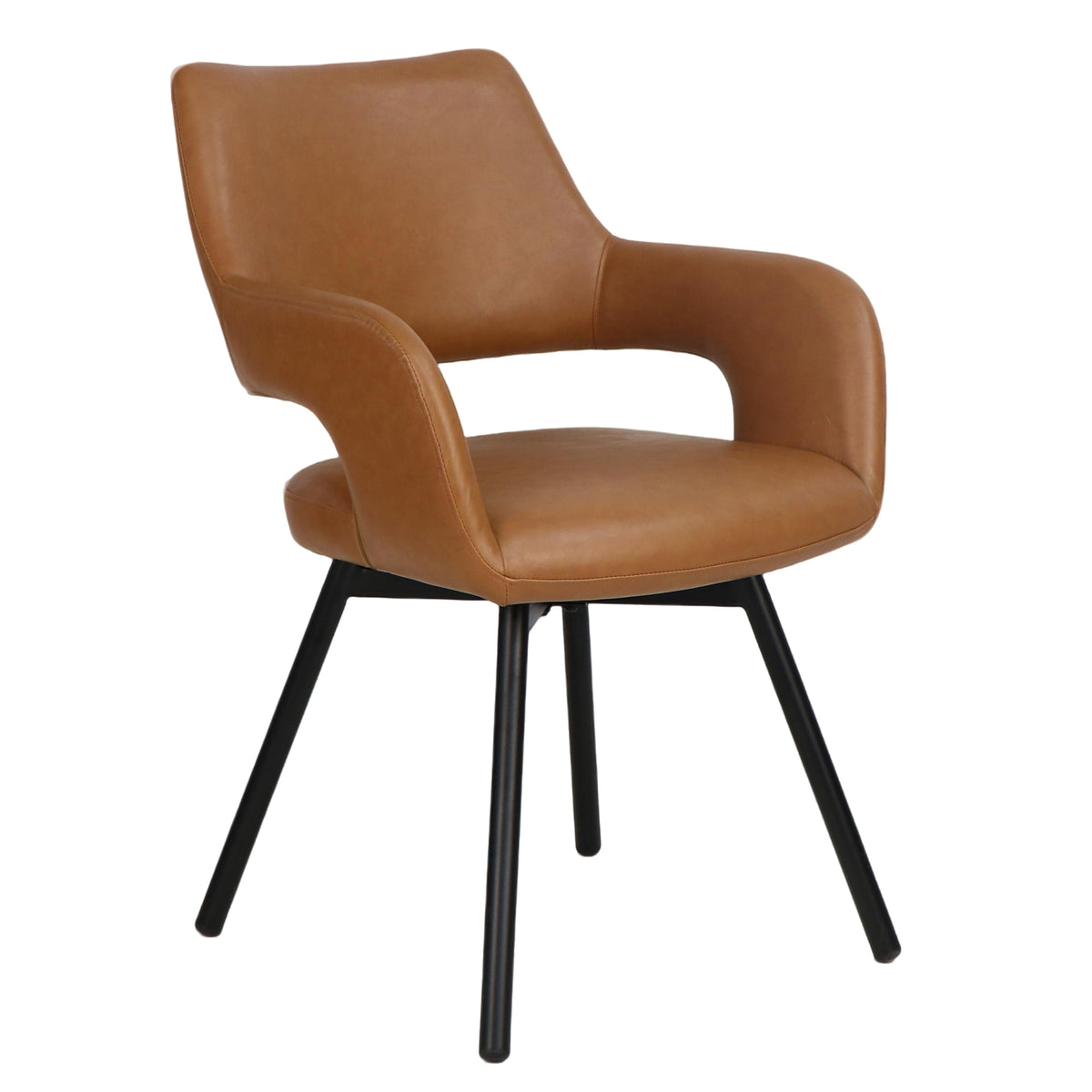 Ryder Swivel Dining and Accent Chair (Camel and Black) (Set of 2)