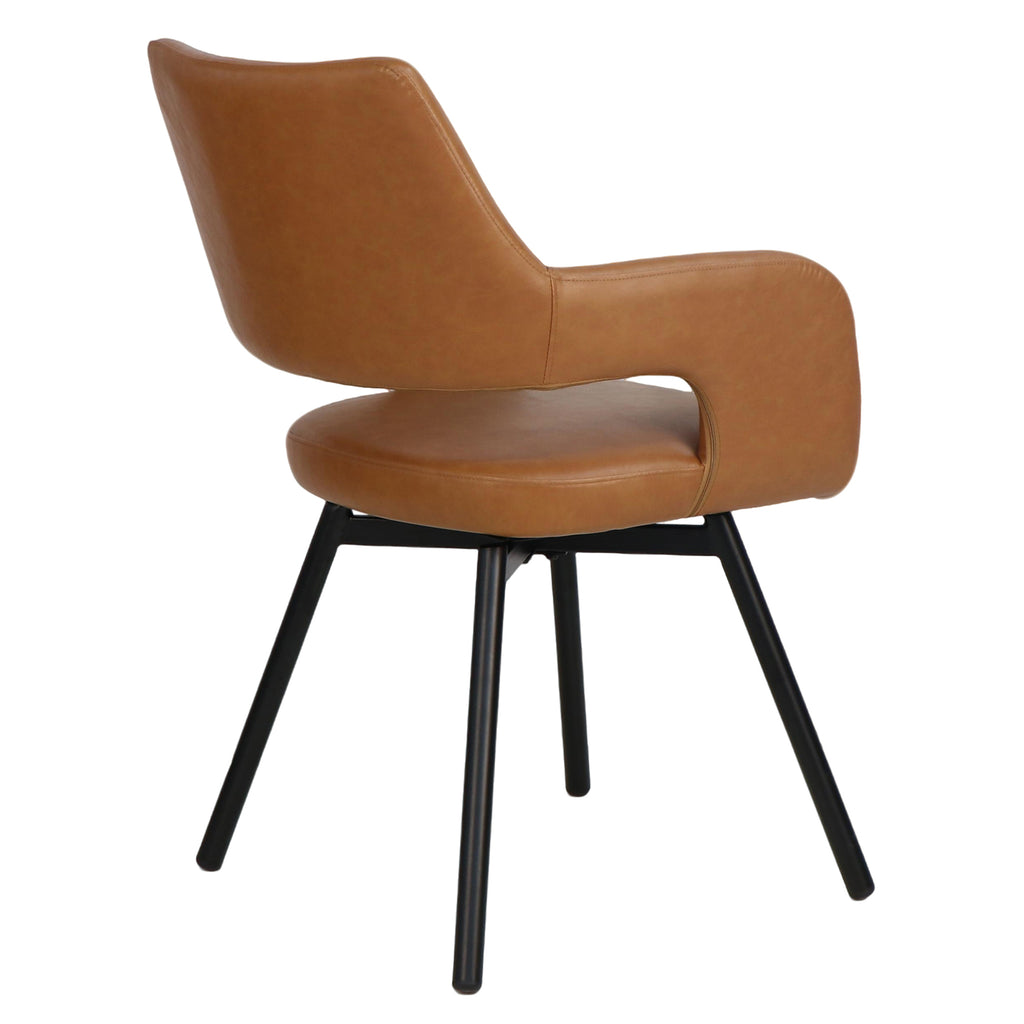 Ryder Swivel Dining and Accent Chair (Camel and Black) (Set of 2)