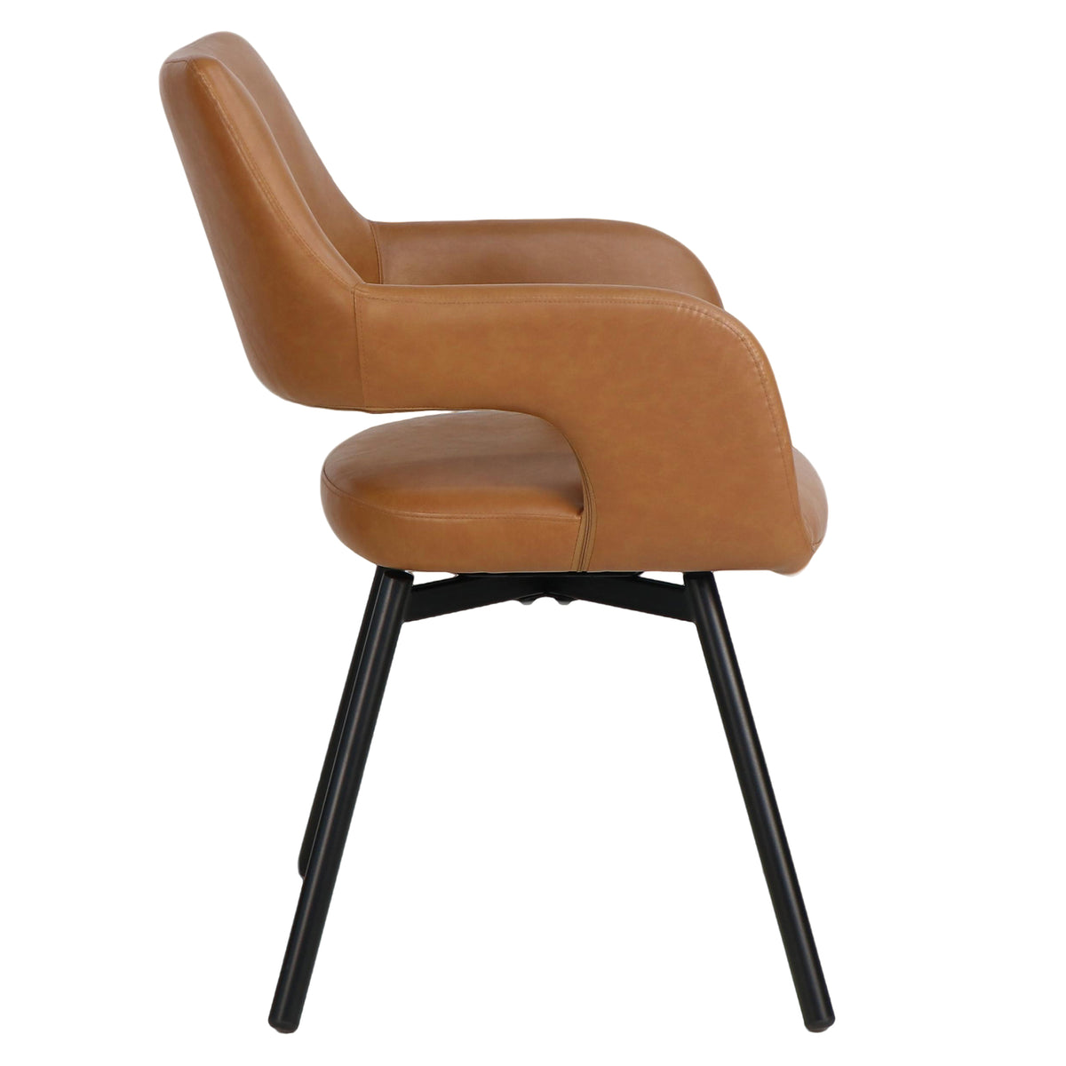 Ryder Swivel Dining and Accent Chair (Camel and Black) (Set of 2)