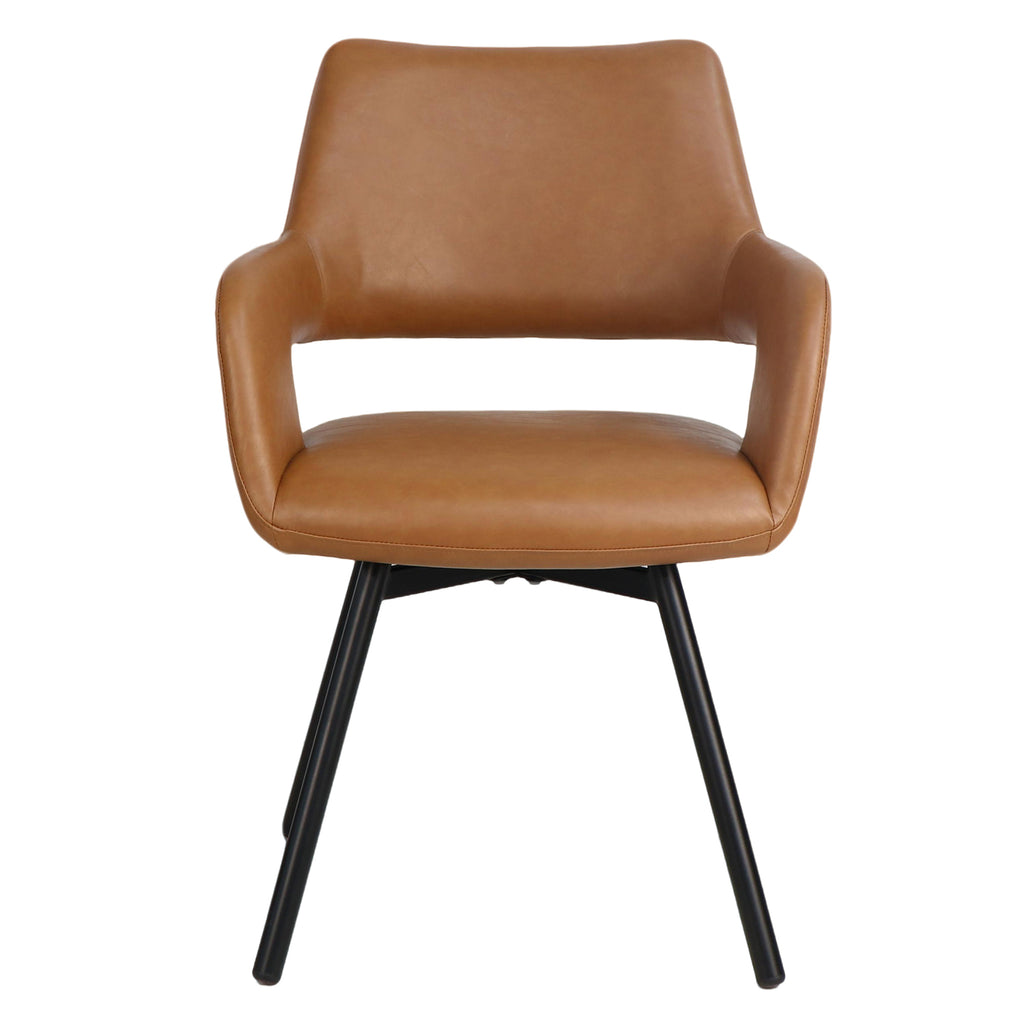 Ryder Swivel Dining and Accent Chair (Camel and Black) (Set of 2)