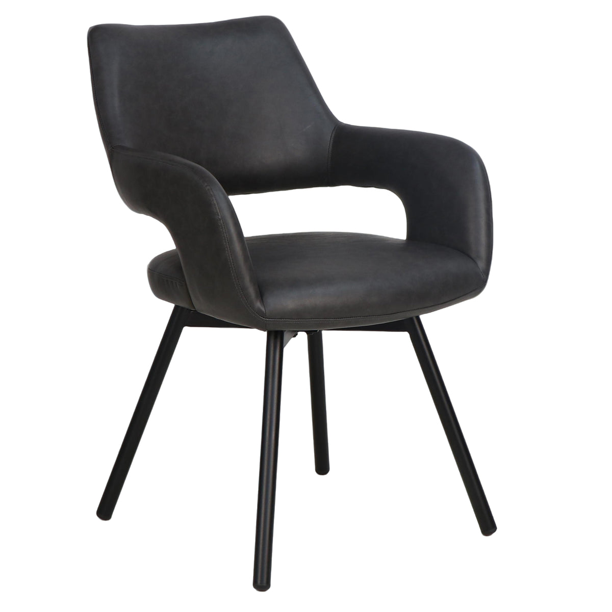 Ryder Swivel Dining and Accent Chair (Charcoal and Black) (Set of 2)