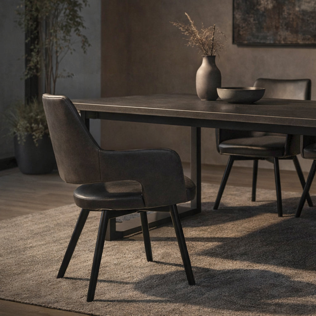 Ryder Swivel Dining and Accent Chair (Charcoal and Black) (Set of 2)