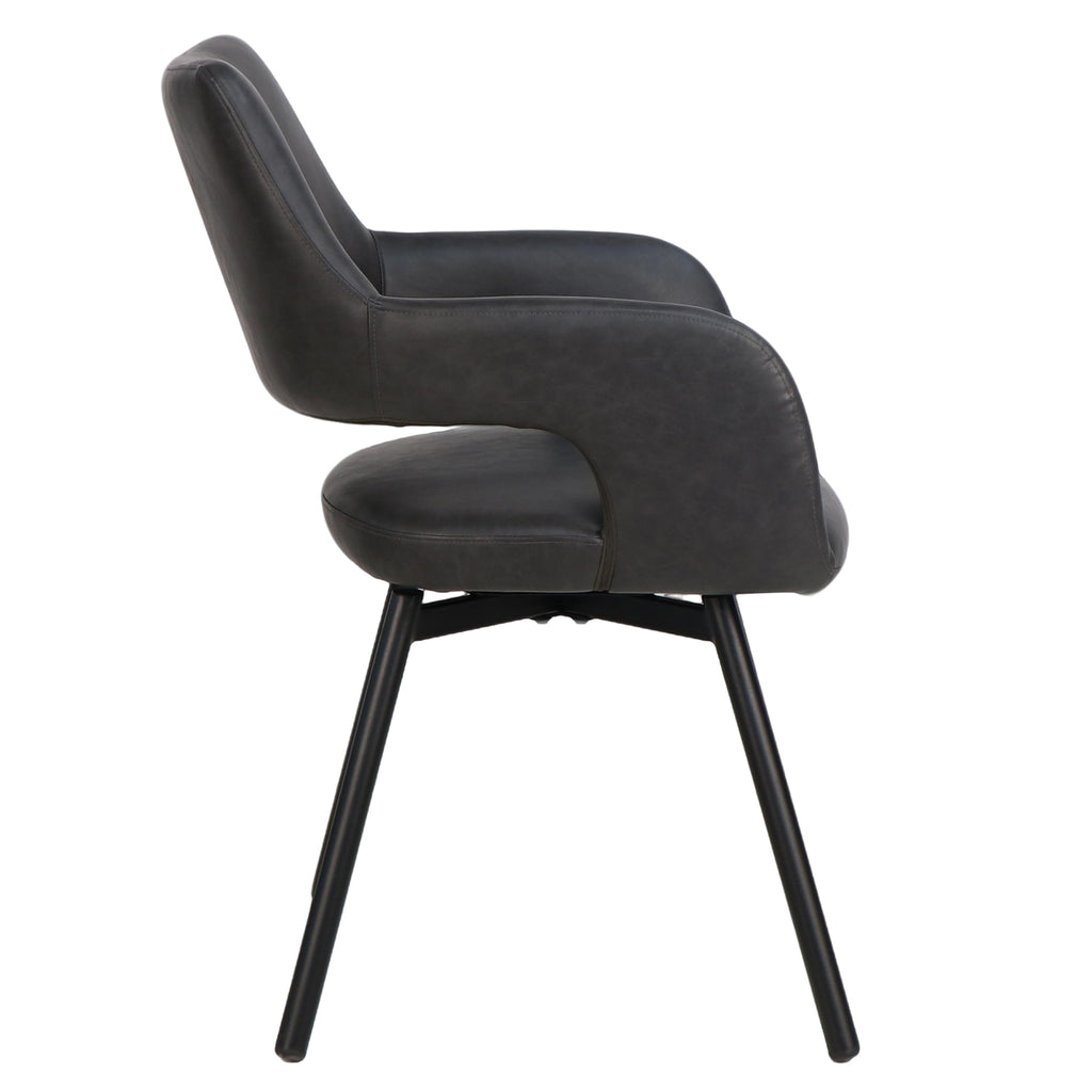 Ryder Swivel Dining and Accent Chair (Charcoal and Black) (Set of 2)