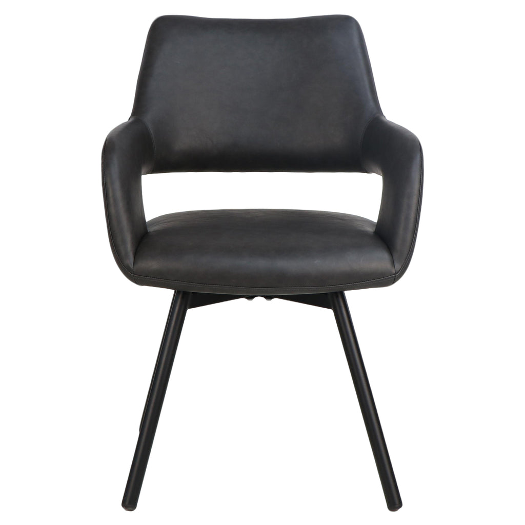 Ryder Swivel Dining and Accent Chair (Charcoal and Black) (Set of 2)