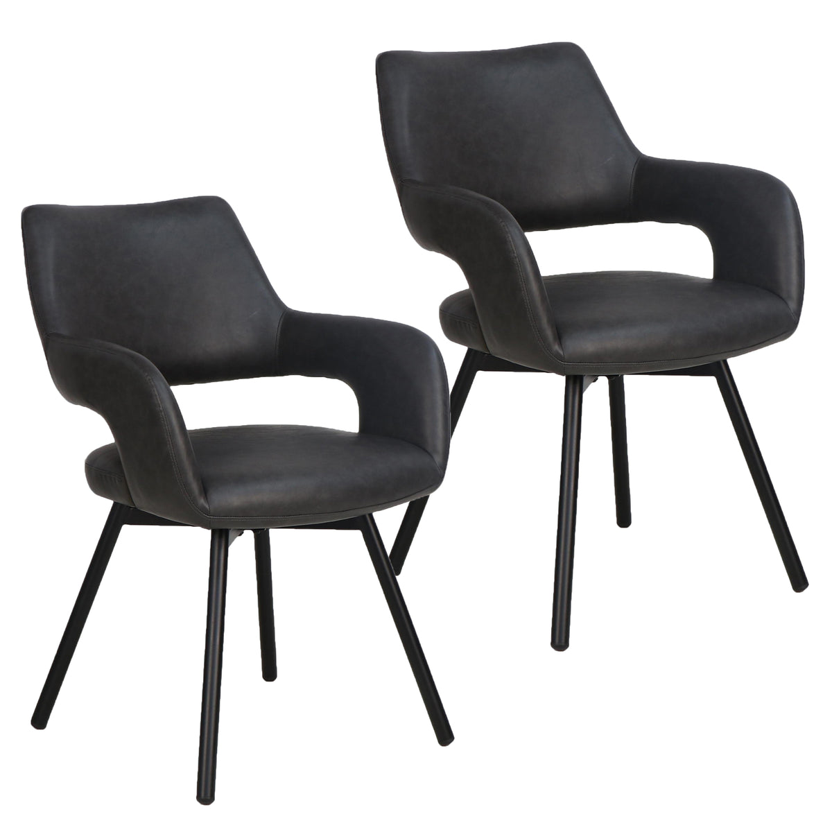 Ryder Swivel Dining and Accent Chair (Charcoal and Black) (Set of 2)