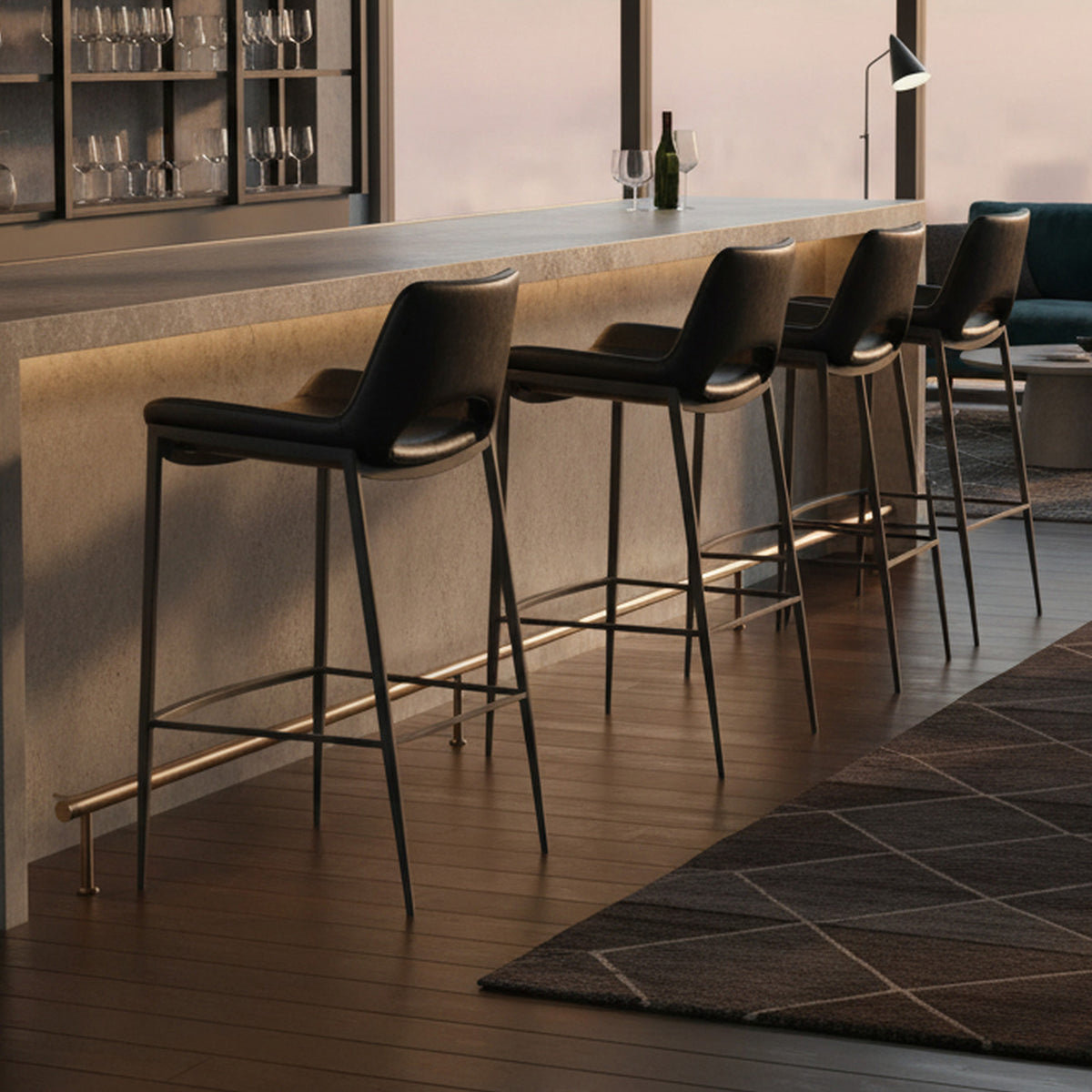 Icona 30″ Bar Stool (Black and Black) (Set of 2)