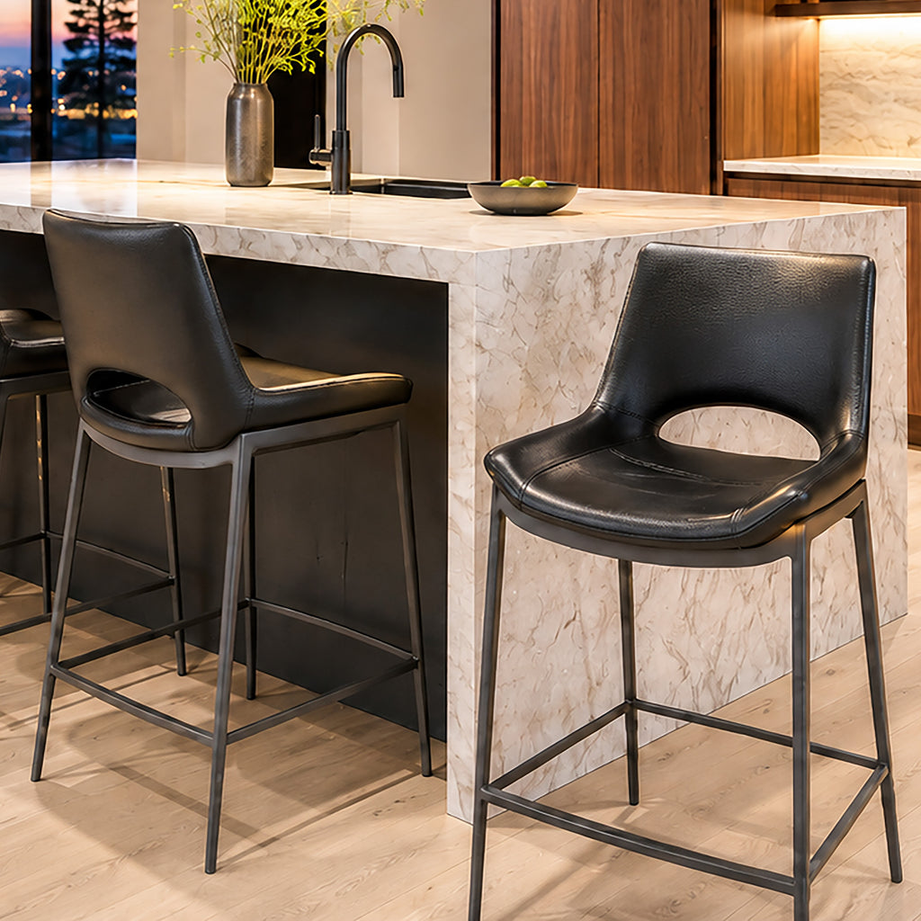Icona 26″ Counter Stool (Black and Black) (Set of 2)