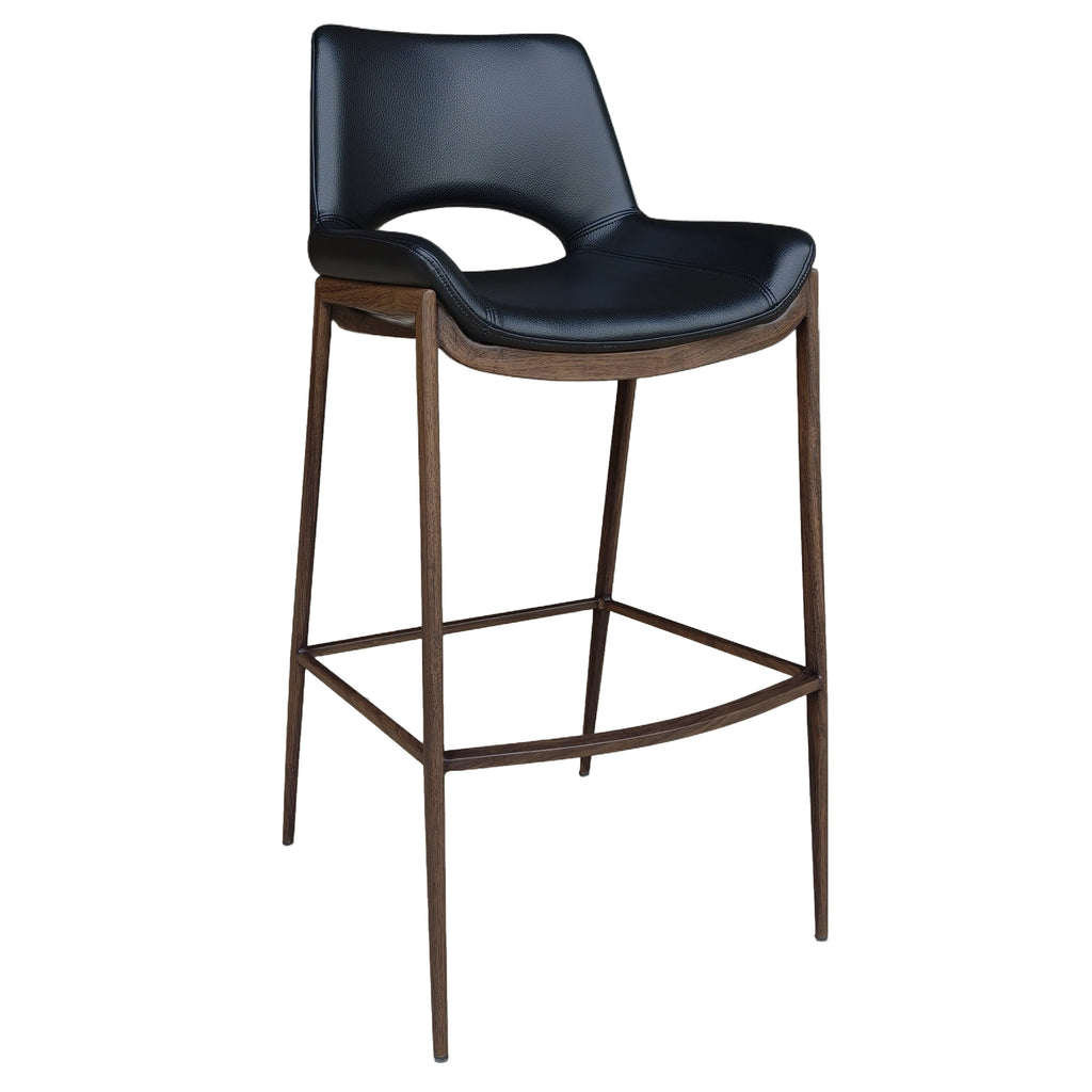 Icona 30″ Bar Stool (Black and Walnut) (Set of 2)