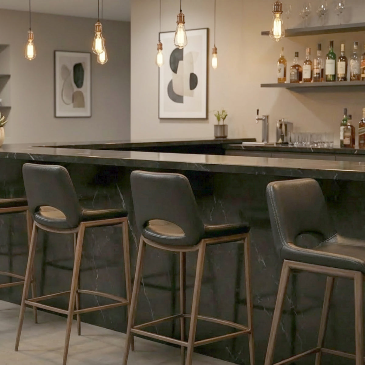 Icona 30″ Bar Stool (Black and Walnut) (Set of 2)