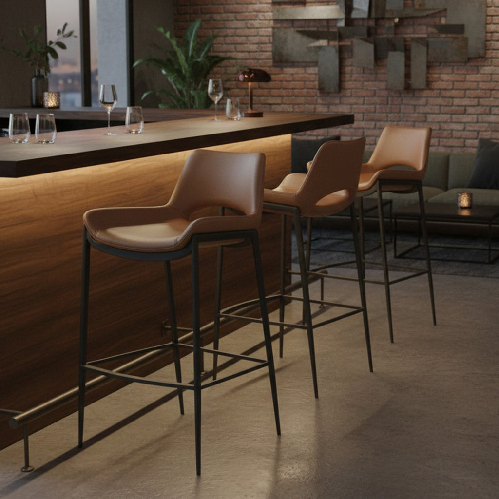 Icona 30″ Bar Stool (Saddle and Black) (Set of 2)