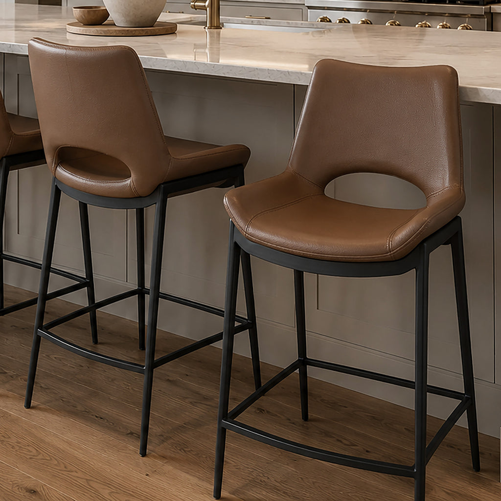 Icona 26″ Counter Stool (Saddle and Black) (Set of 2)