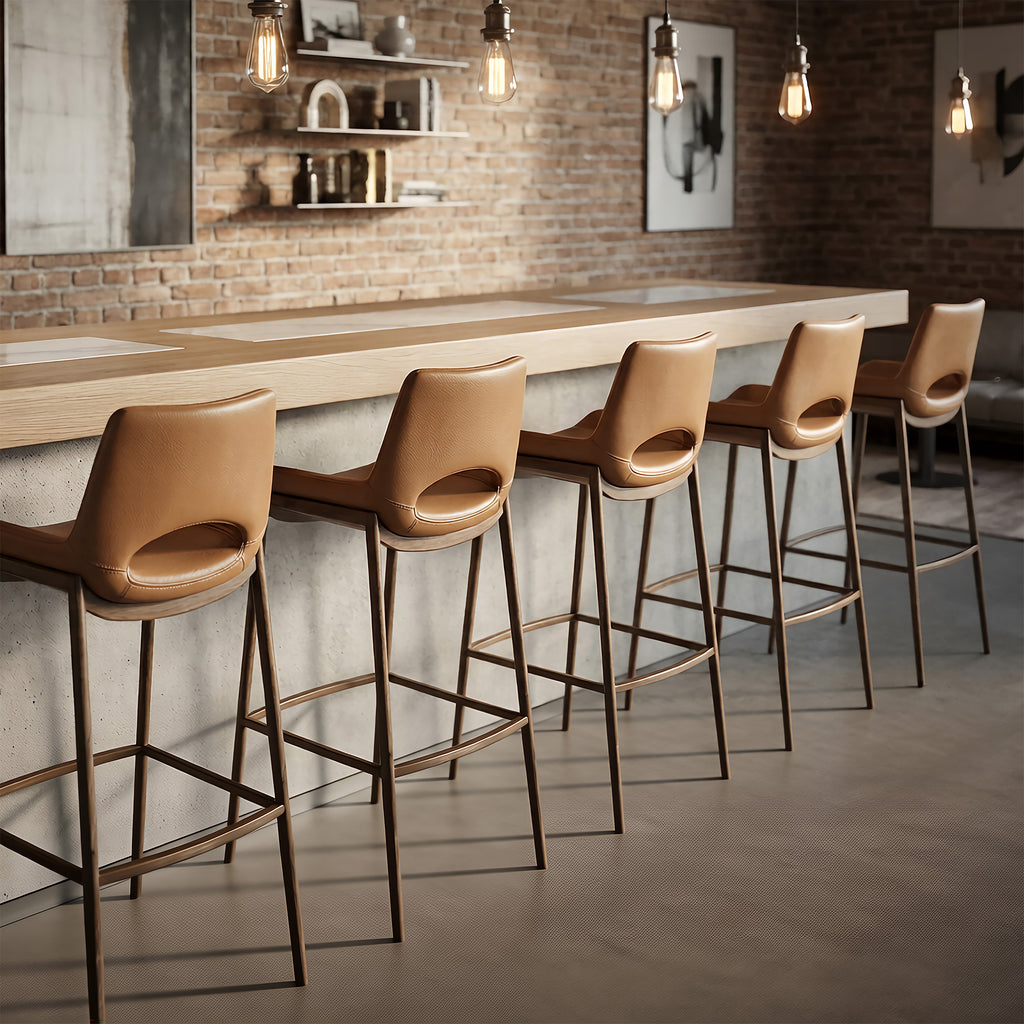 Icona 30″ Bar Stool (Saddle and Walnut) (Set of 2)