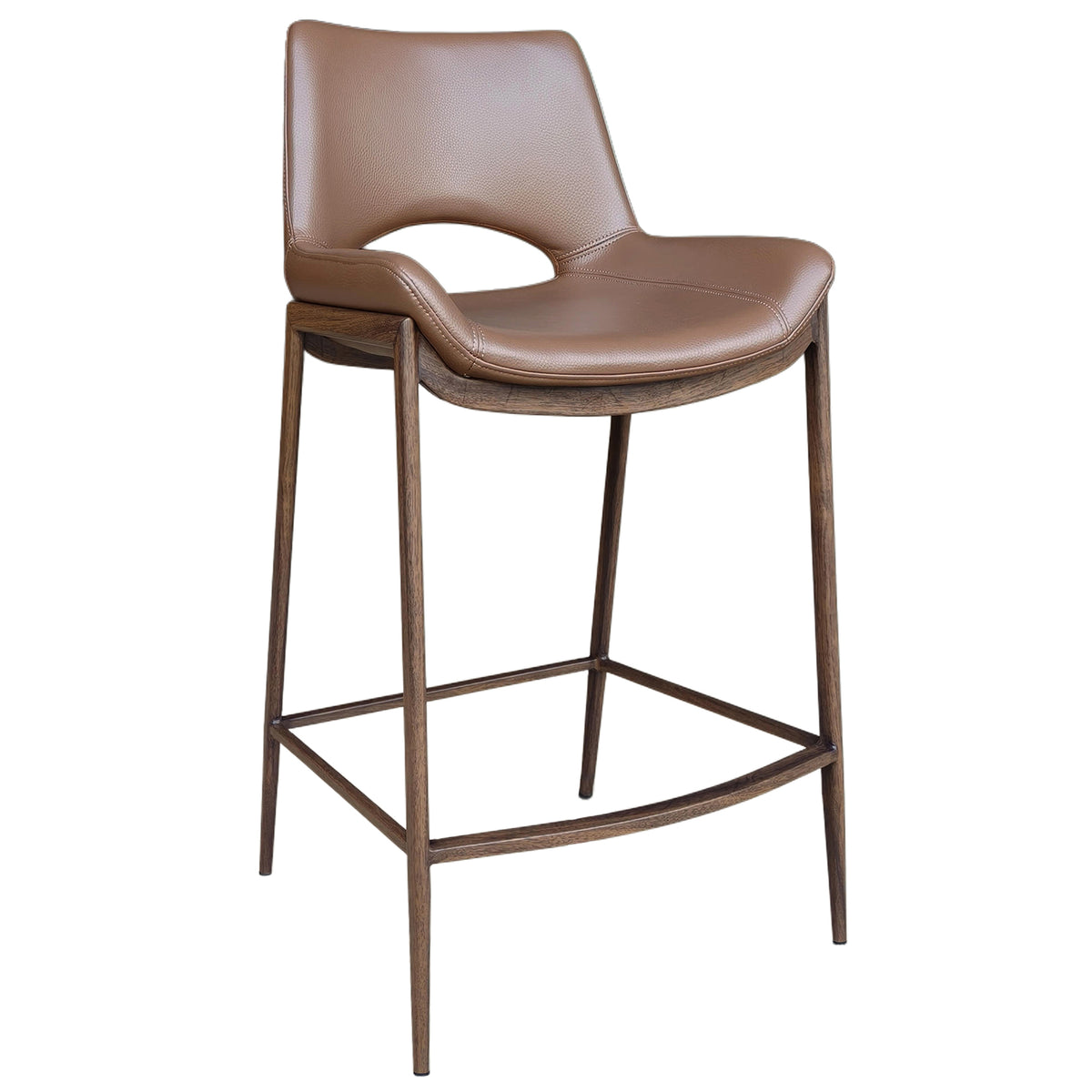 Icona 26″ Counter Stool (Saddle and Walnut) (Set of 2)
