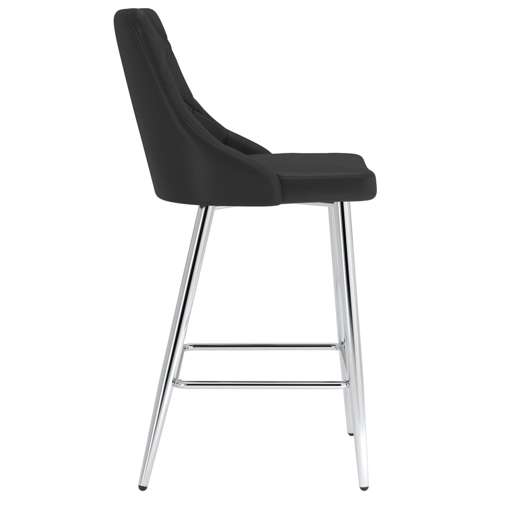 Devo 26″ Counter Stool (Black and Chrome) (Set of 2)