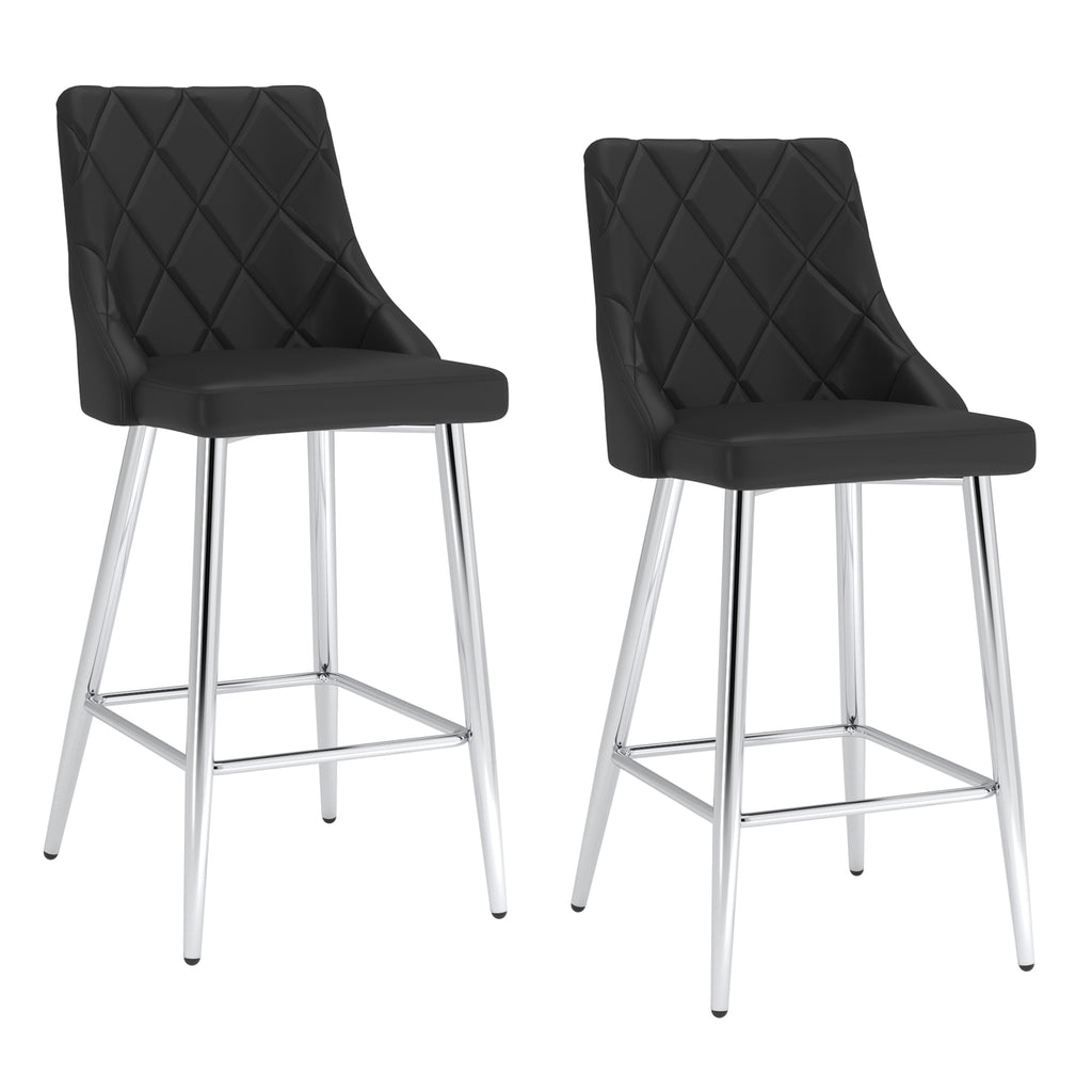 Devo 26″ Counter Stool (Black and Chrome) (Set of 2)