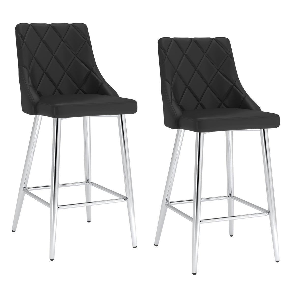 Devo 26″ Counter Stool (Black and Chrome) (Set of 2)