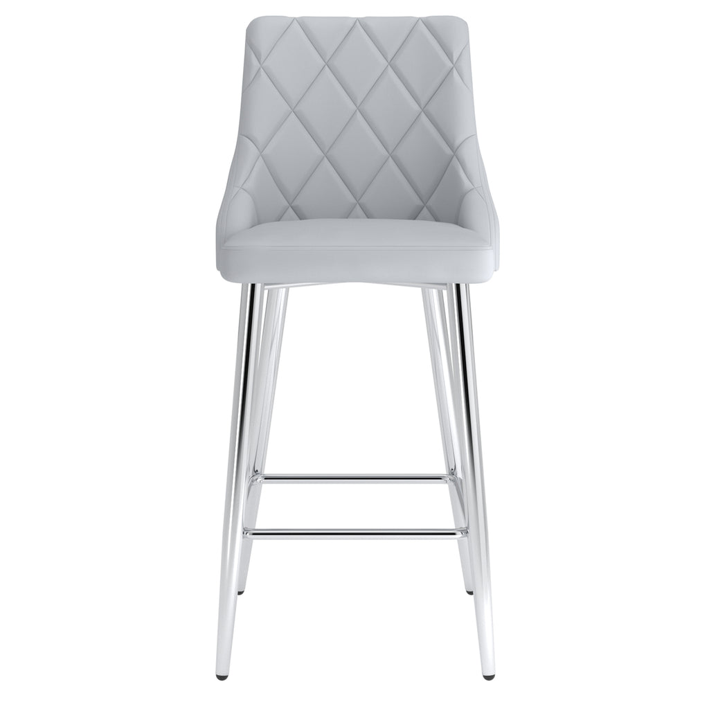 Devo 26″ Counter Stool (Light Grey and Chrome) (Set of 2)