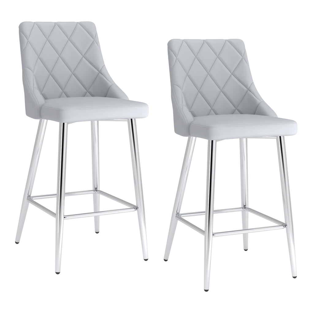 Devo 26″ Counter Stool (Light Grey and Chrome) (Set of 2)